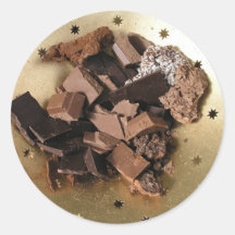 Gros morceaux de chocolat autocollants ronds
