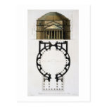 Ground plan and facade of the Pantheon, Rome, from Post Cards
