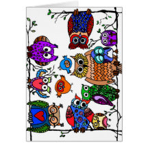 Group of Owls Greeting Cards