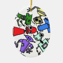 Group of robots 2 christmas ornament