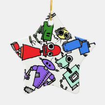 Group of robots 2 ornaments