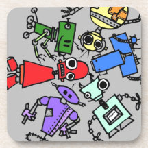 Group of robots 4 beverage coaster