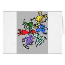 Group of robots 4 cards