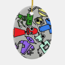 Group of robots 4 christmas ornament