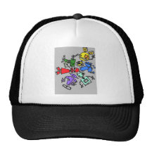 Group of robots 4 mesh hats