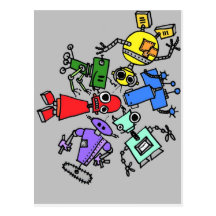 Group of robots 4 postcard