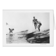Group of Surfers in Honolulu, Hawaii Surfing Cards