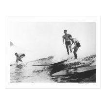 Group of Surfers in Honolulu, Hawaii Surfing Postcard
