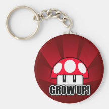 Grow Up Red Mushroom Powerup Key Chain