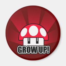 Grow Up Red Mushroom Powerup Refrigerator Magnets