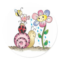 Grow with me! Grandit avec moi! Round Stickers