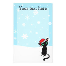 Grumpy Black Cat wearing Santa Hat customisable Stationery