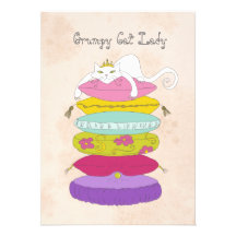 Grumpy cat lady birthday party Invites