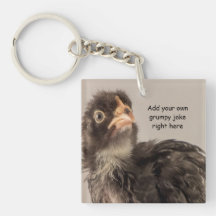 Grumpy Chicken Funny Frowning Chick Photo Acrylic Keychains