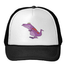 grumpy dino dinosaur cartoon mesh hat