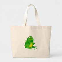Grumpy green Frog Canvas Bags