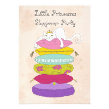 Grumpy princess cat and pea birthday Invites