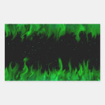 Grüne Flammen am Sternenhimmel Rechteckige Sticker