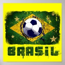 Grunge brazil world cup soccer flag 2014 sports print