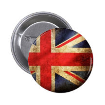 Grunge British Flag Button