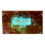 Grunge Business Card Flower Salon Spa Blue Brown
