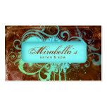Grunge Business Card Flower Salon Spa Brown Blue