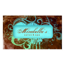 Grunge Business Card Flower Salon Spa Brown Blue