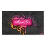 Grunge Business Card Flower Salon Spa Grey Pink