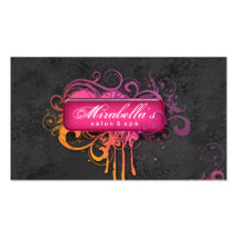 Grunge Business Card Flower Salon Spa Grey Pink