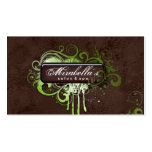Grunge Business Card Flower Salon Spa Lime Brown