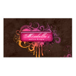 Grunge Business Card Flower Salon Spa Pink Brown