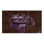 Grunge Business Card Flower Salon Spa Purple Brown