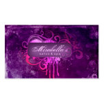 Grunge Business Card Flower Salon Spa Purple Pink