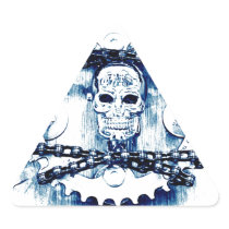 Grunge Chains Gears Skull, blue white, template Stickers