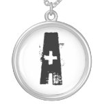 Grunge customizable initial silver necklace