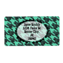 grunge distressed hand drawn houndstooth mint personalized shipping label