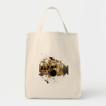 grunge drummer design canvas bags