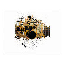 grunge drummer design postcard