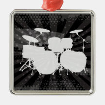 Grunge Drums Black Burst Ornament