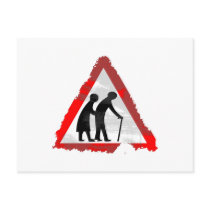 Grunge Elderly People Sign Postcard