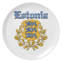 Grunge Estonia coat of arms designs Party Plates
