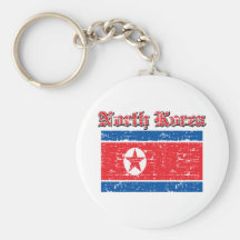 Grunge Flag of North Korea Keychains