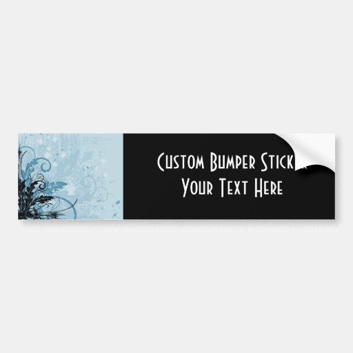 Grunge Floral Design - Light Blue Bumper Sticker