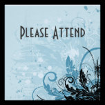 Grunge Floral Design - Light Blue invitations