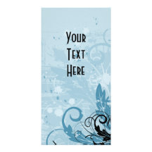 Grunge Floral Design - Light Blue Photo Card Template