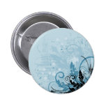 Grunge Floral Design - Light Blue buttons