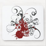 Grunge florale rouge de KRW Tapis De Souris
