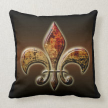 Grunge Fluer de Lis Pillow Oreiller