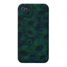 Grunge Green and Blue Floral iPhone 4 Covers