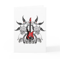 Grunge Guitar and Skull Greeting Card